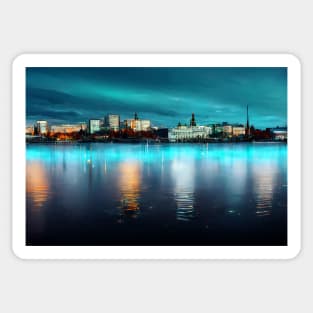 Helsinki City Skyline Neonlight / Helsinki - Finland Sticker